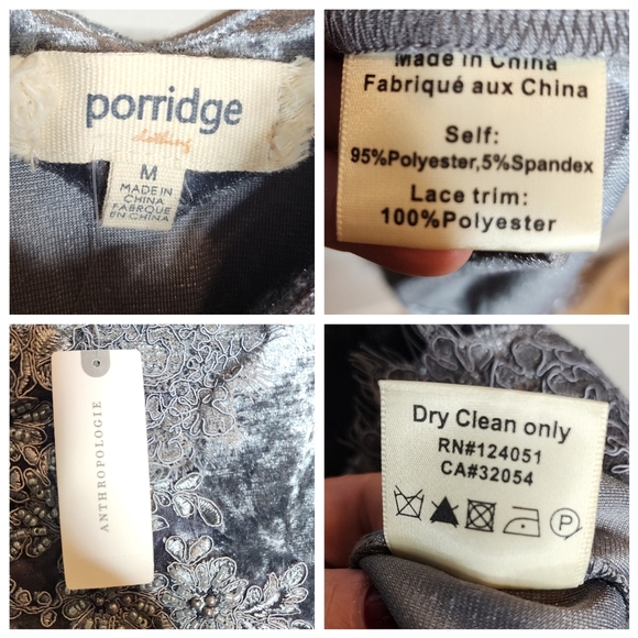 NWT Anthropologie Tessie Grey Velvet Lace Embroidered Sleeveless Slip Dress Sz M - Picture 4 of 16